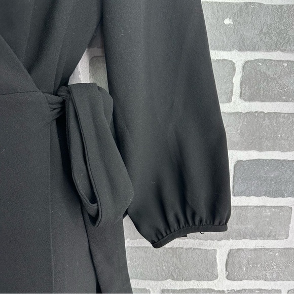 J. Crew Black Long Sleeve Wrap Dress Size 6 - Picture 4 of 11